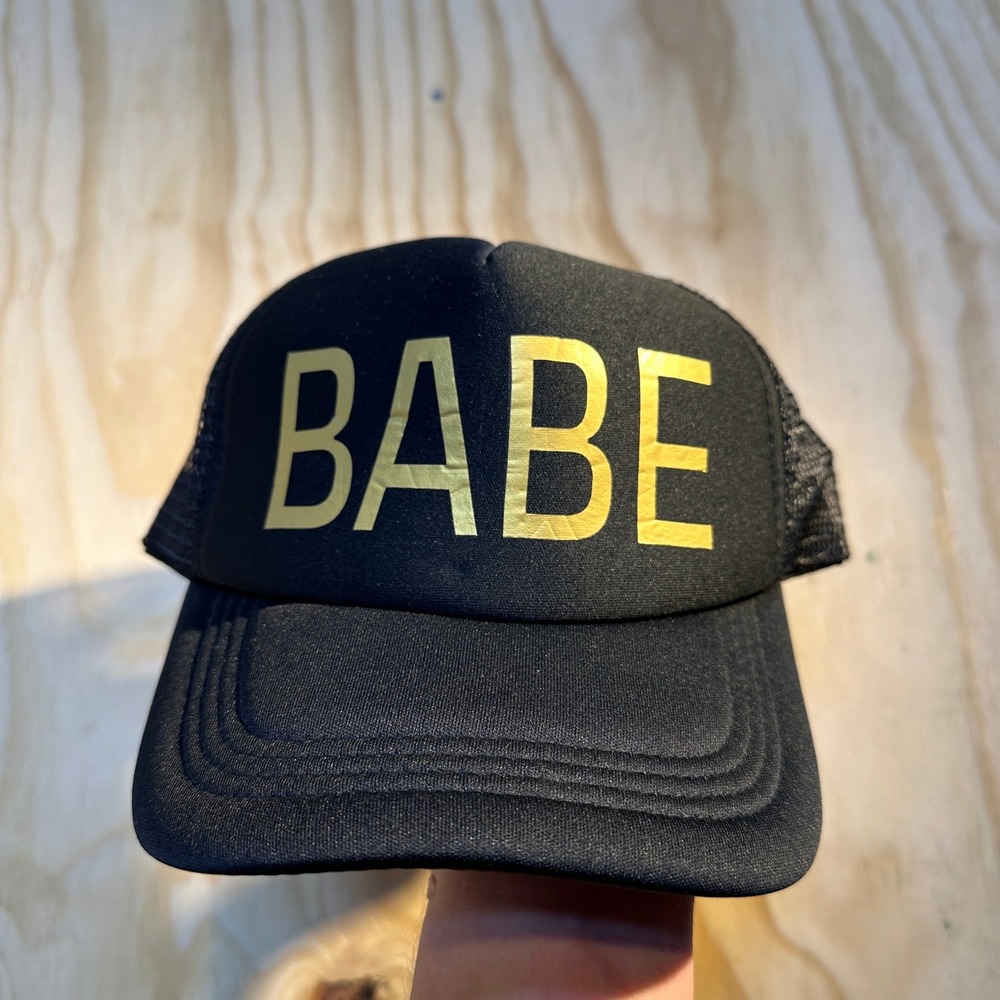 Unbranded BABE Black Gold Graphic Mesh Trucker Hat Snapback Cap